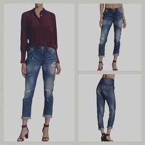 Miss Me Boyfriend Distressed Patchwork Relaxed Fit GUC Size 27      J573